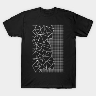 Abstract Grid on Side Black T-Shirt